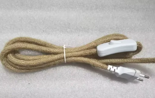 EU Plug Netsnoer Vintage Hennep Koord 2Meter 3Meter Convered Met AAN/UIT Schakelaar Voor Retro hanglamp Ontwerp Verlichting Decor