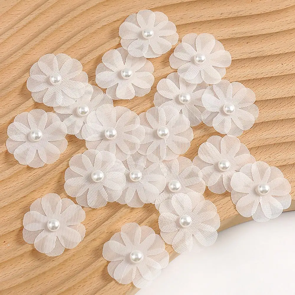 Long-lasting Flower Set Elegant Faux Pearl Flower Wedding Dress Accessories Set Bridal Clothes Hair Decoration Kit with Fabric