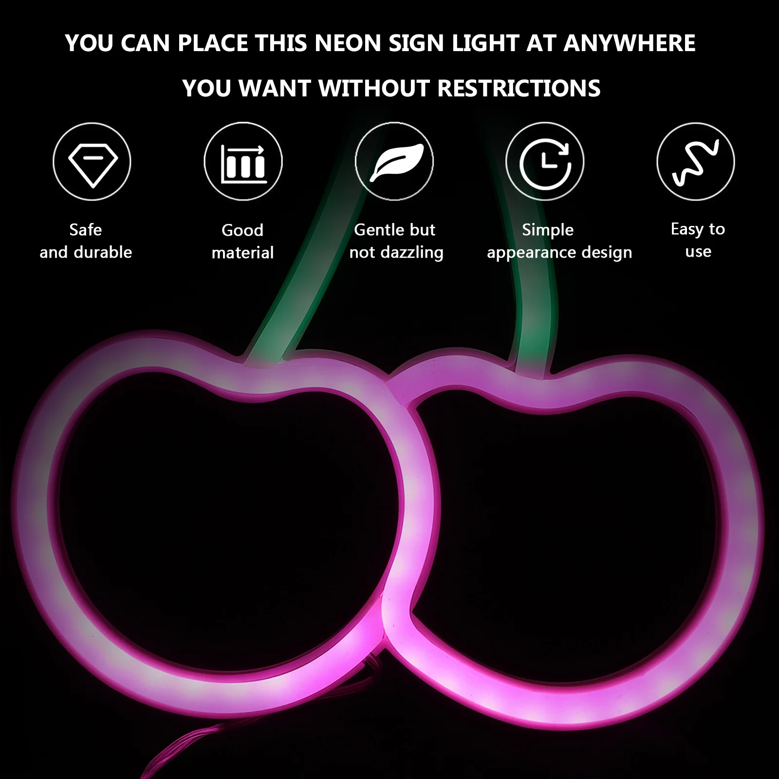 

Cherry Neon Sign LED Neon Light Lamp Compact Size Bedroom Party Festival Decoration Charming Room Decor Cherry Light