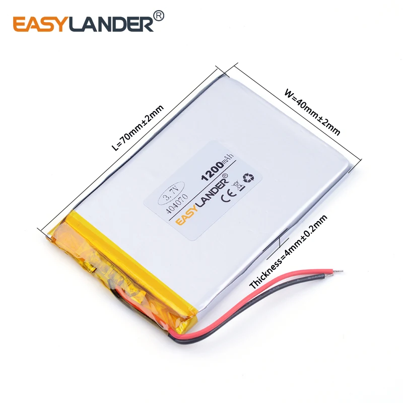 3pcs /Lot 3.7V lithium Li ion polymer rechargeable battery 404070 1200MAH For dvr GPS,mp3,mp4,speak PDA Tools andorid phone