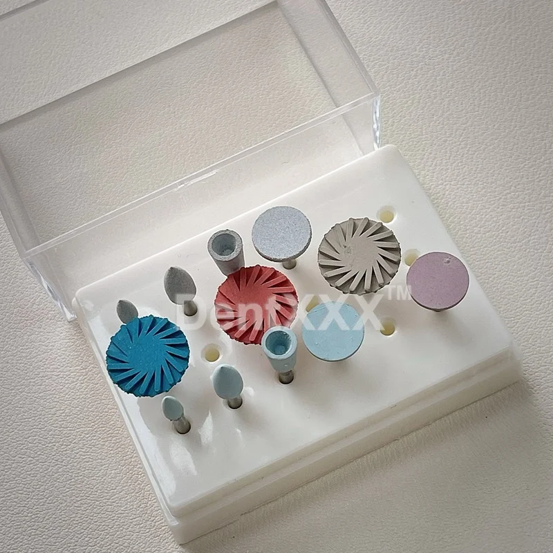 ชุดขัดเงาด้ามจับ RA 12 ชิ้น/กล่อง, หัวขัดยางซิลิโคน 9 ชิ้น และล้อไซโคลน 3 ชิ้น, ขัดหยาบ/ละเอียด/ขัดเงาแบบกระจก