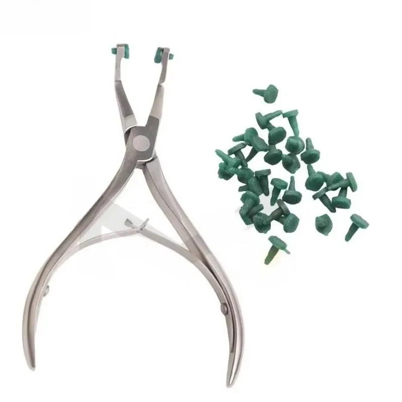 G Lab Stainless Steel Crown Pliers Green Rubber Tip Removing Temporary Teeth Veneers Autoclavable Durable Lab Tool