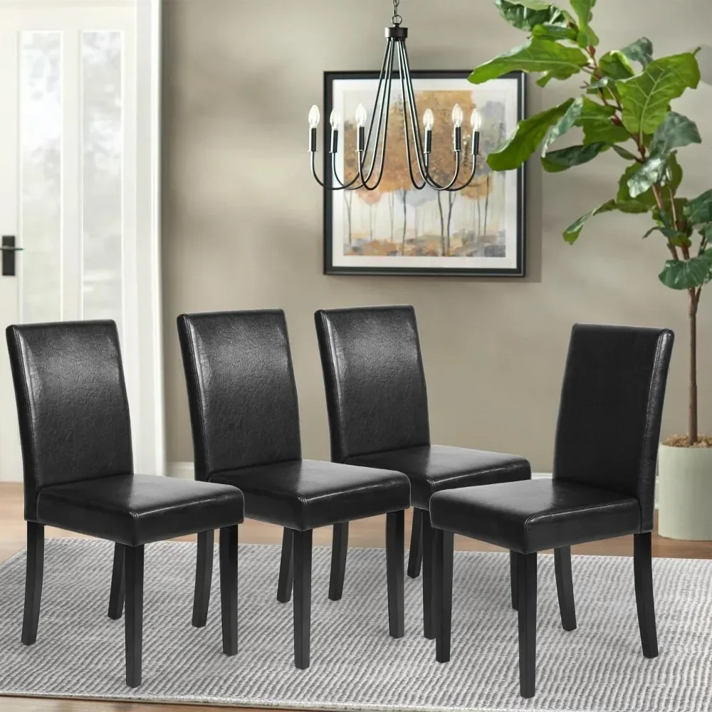 Dining Chairs Dining Room Chairs Set of 4 Dining Side Chairs for Home Kitchen Living Room, Leather Black