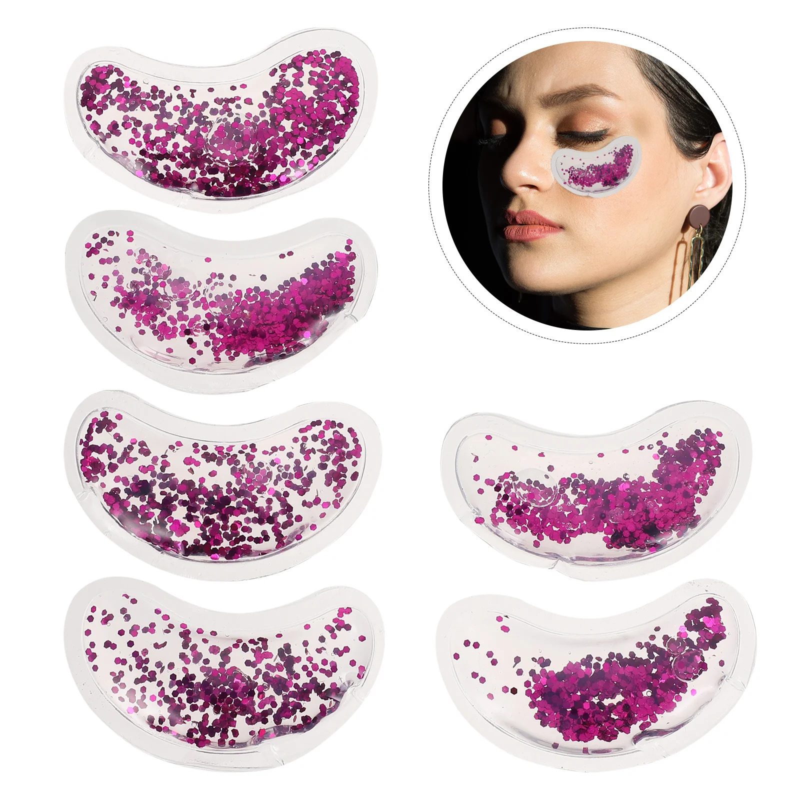 

6 шт., охлаждающая маска для ухода за глазами, многоразовая горячая усталость, темные круги, гелевые подушечки с блестками, пакеты со льдом