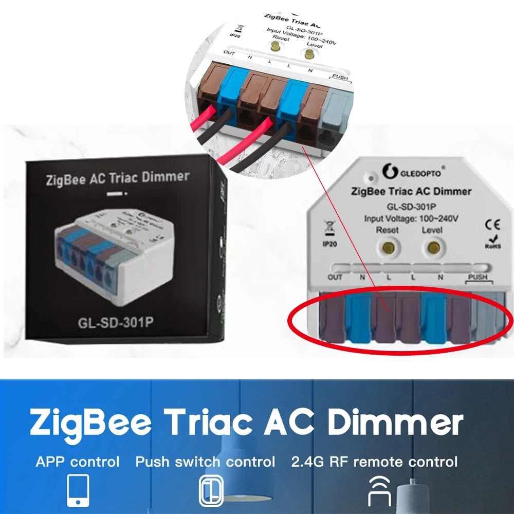 

GLEDOPTO ZigBee3.0 Triac AC Dimmer Ultra Mini LED Dimmable Remote Controller / Push Switch / App Voice Control