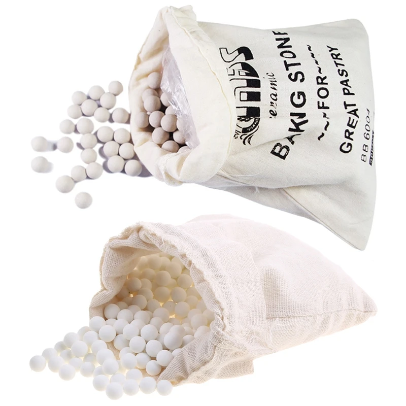 500g Cordierite Pie Baking Beans Beads Press Stone Weights with Storage Bag High Temperature Resistance