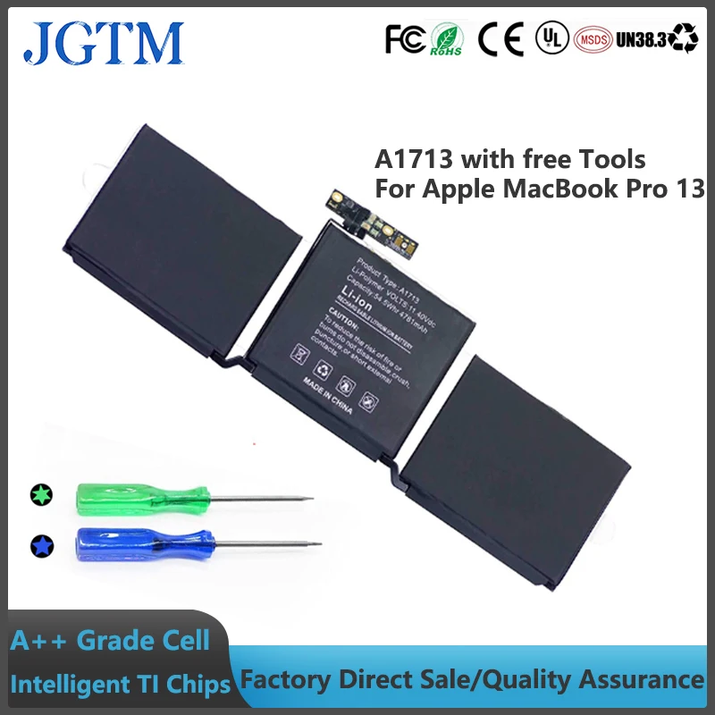 JGTM Laptop Battery A1713 11.4V 54.5Wh 4781mAh For Apple MacBook Pro 13 