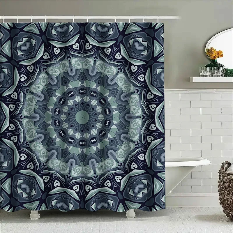 

Mandala Shower Curtain Blue Green Grey Decorative Waterproof Fabric Bathroom Shower Panels Home Textiles Printing Shower Curtain