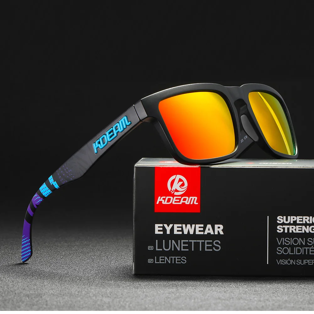 KDEAM Polarisierte Sonnenbrille für Herren, Angeln, Lebensstile, verspiegelte, farbblockierende Sonnenbrille, Damen-Legende, quadratische Sonnenbrille mit Box – Detail 37