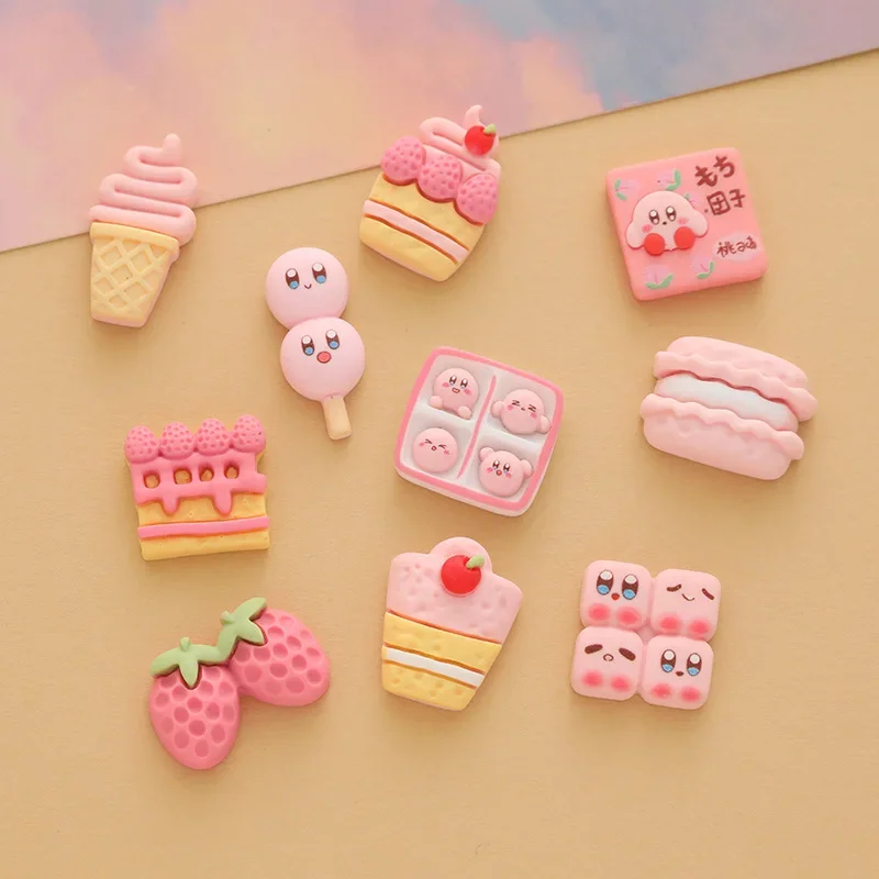 5pcs Cute kirby food cake bread resin flatback cabochons diy jewelry materials handmade crafts charms