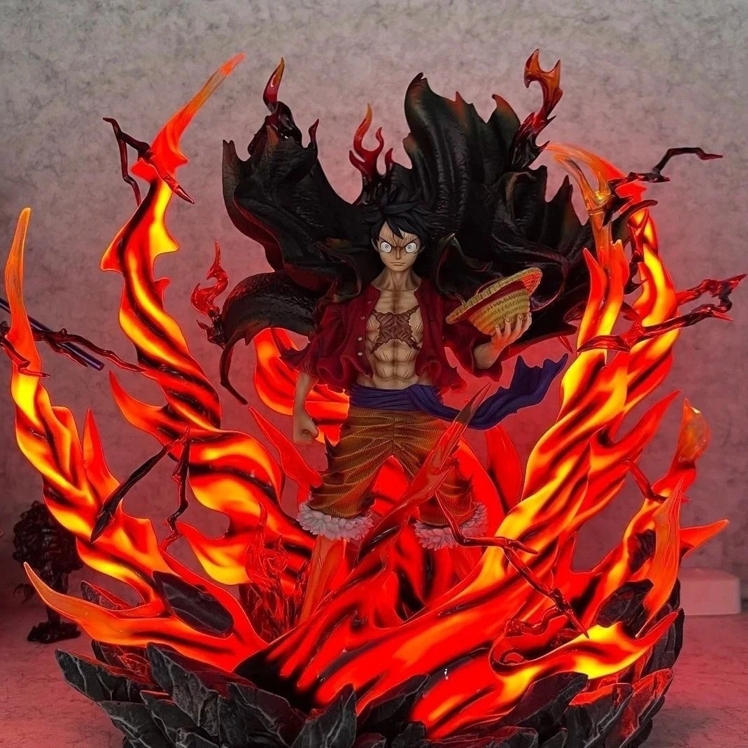 Genuíno 40cm uma peça macaco d. Luffy gk haoushoku haki anime figura de ação modelo colecionável luminescência resina estátua presente