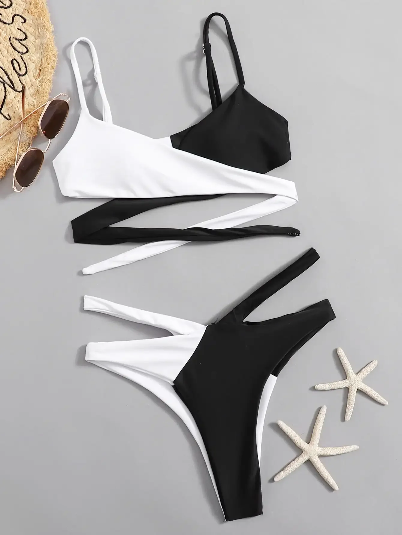 new  Sexy backless Bikini Cross strap Swimwear Women Swimsuit Female Color block Bikini Set Two Pieces Bathing Suit Beachwear