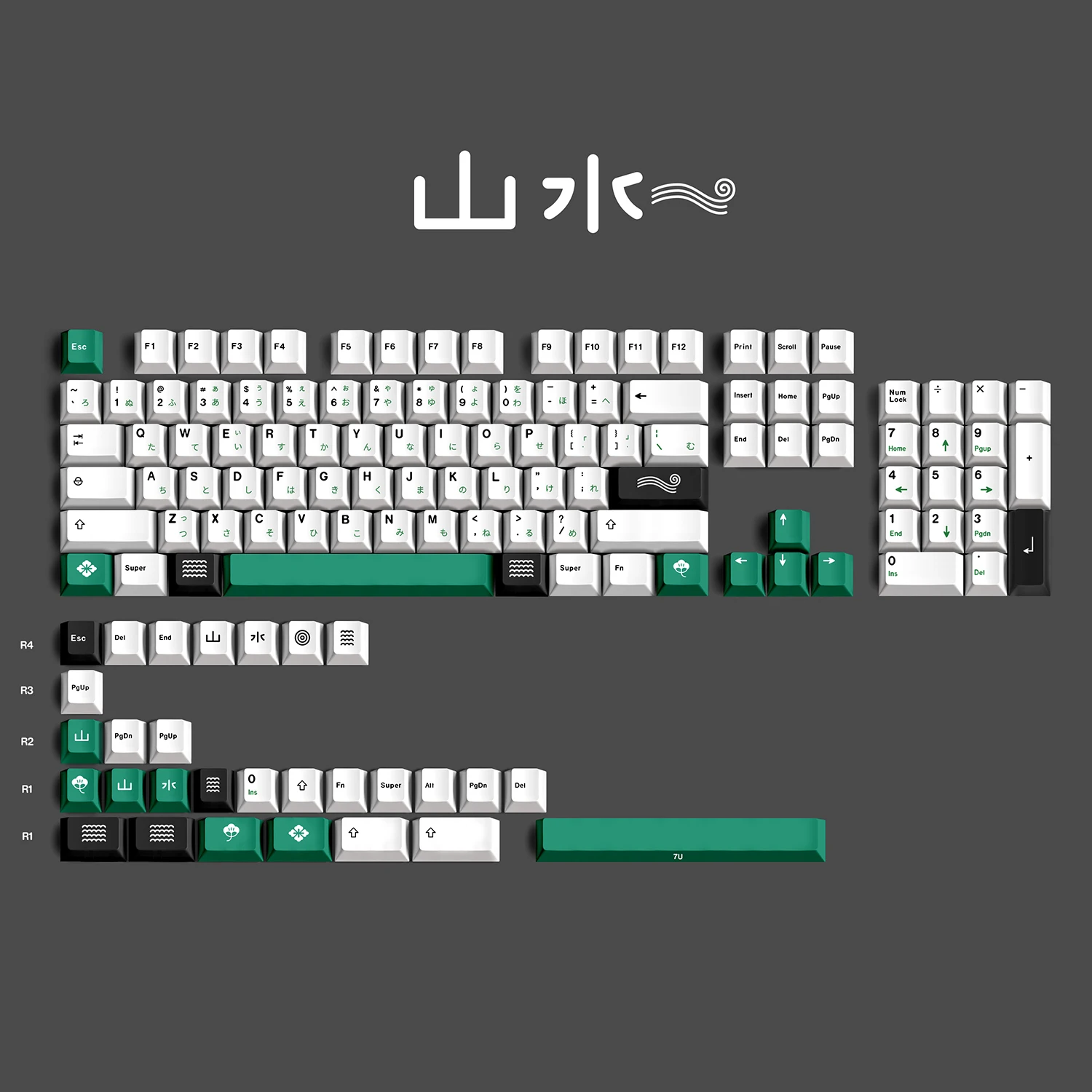 134 keys landscape keycaps personality theme pbt keycap Dye Sublimation Set for Mechanical Keyboard 6.25u  7u Cherry Profile ch