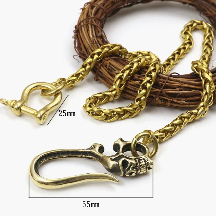 6MM * 45CM Solide Messing Hosen Jeans Brieftasche Kette Keychain Metall Schnalle Clips Snap Haken Gürtel Ketten DIY nähen Zubehör KY402