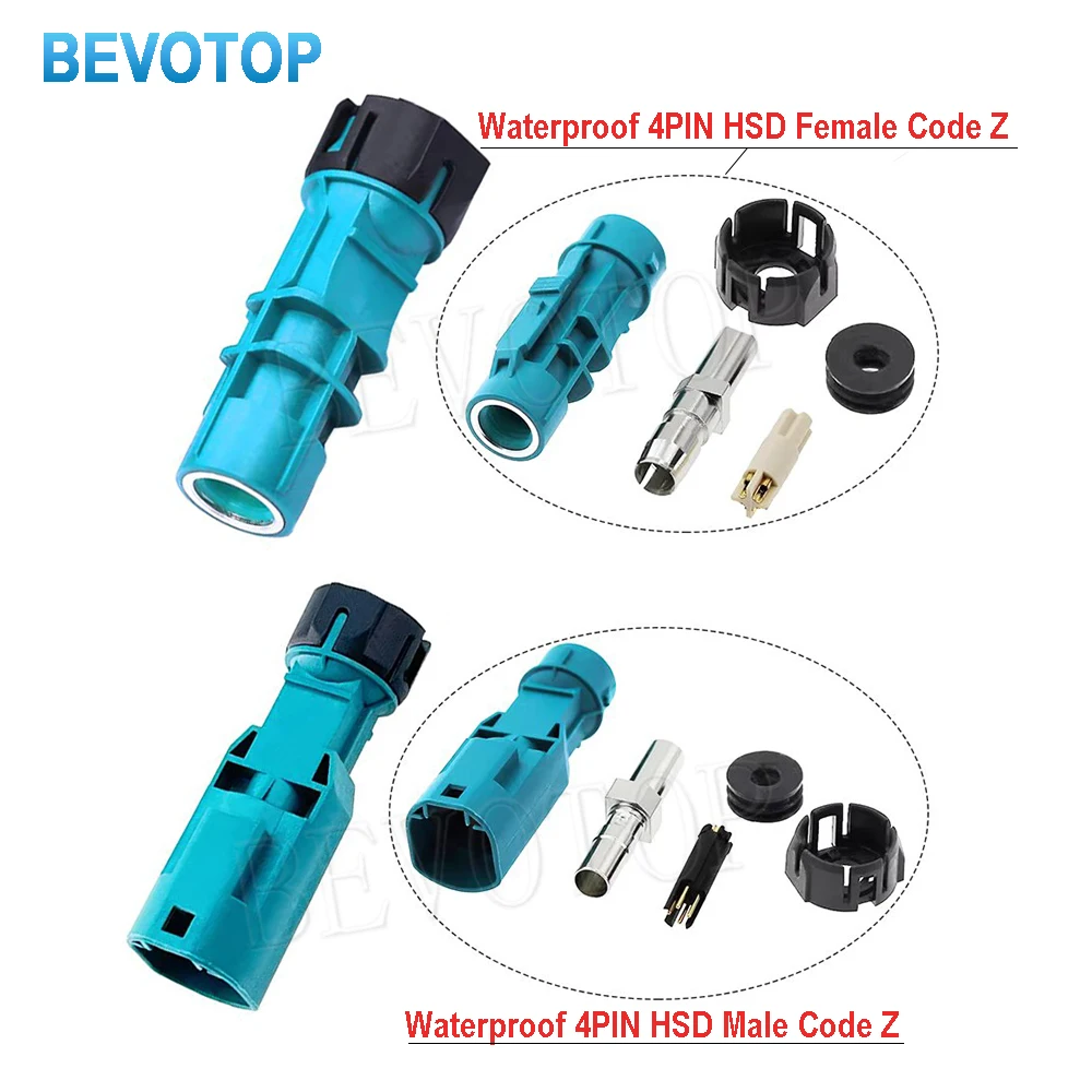 1PCS Universal Waterproof HSD Water Blue Code Z Male/Female Connector Rosenberger Replacement for Car LVDS Video Line BEVOTOP