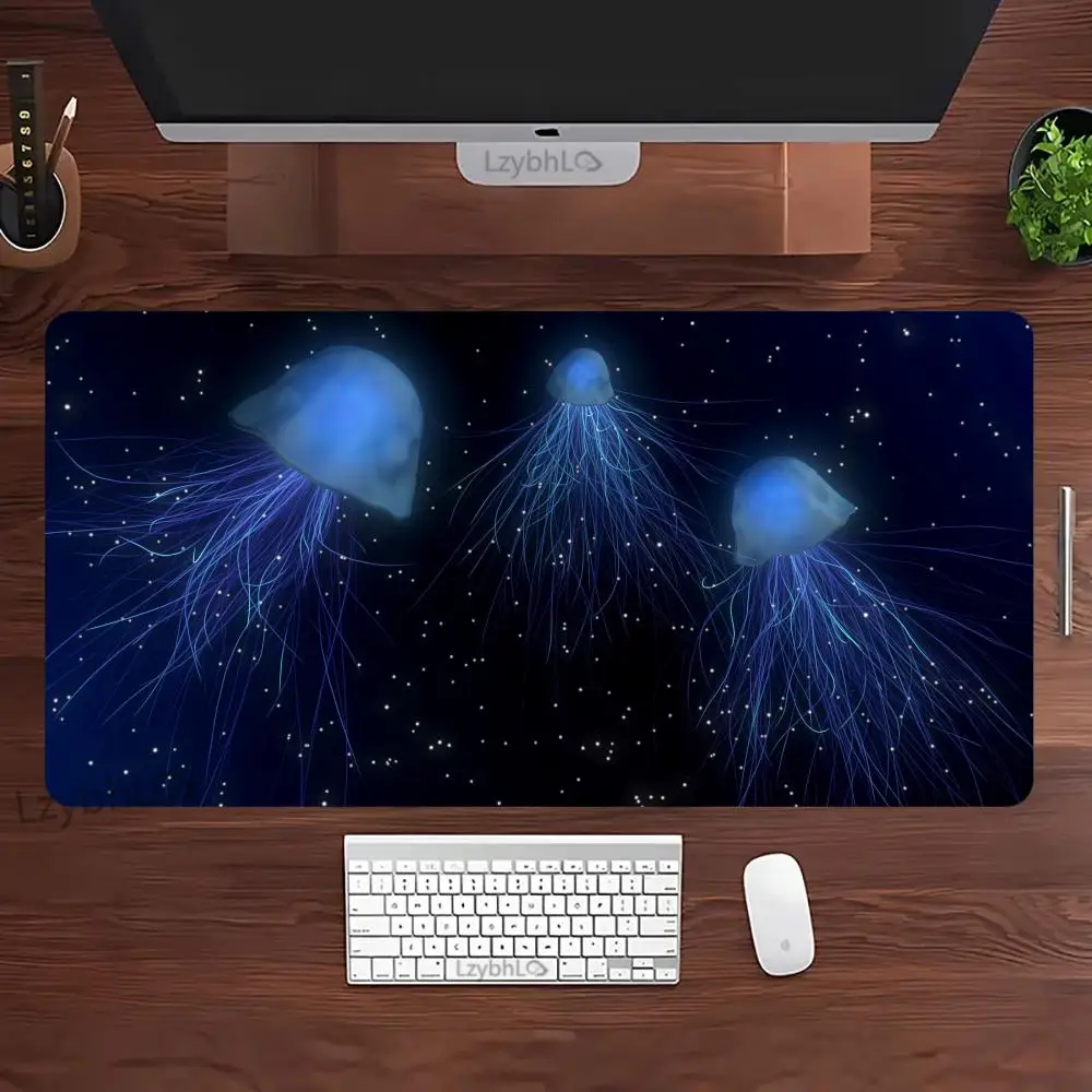 

Blue Jellyfish Mouse Pad XXL Game Rubber Desk Mat Large Computer Office Table Mat Lockedge Non-slip Office Gaming Deskmat Carpet