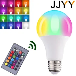 JJYY 1PC E27 RGB Light Bulbs RGB Color Changing LED Light Bulbs 16 Color Changing Remote Control Lamp 3/5/10/15W