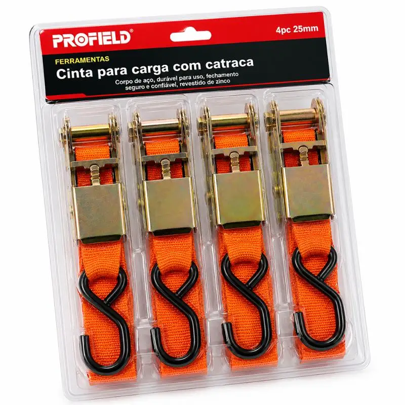 Set mit 4 Ratschengurten zur Ladungssicherung, 4,5 m x 2,5 cm, belastbar bis 480 kg. – Detail 3