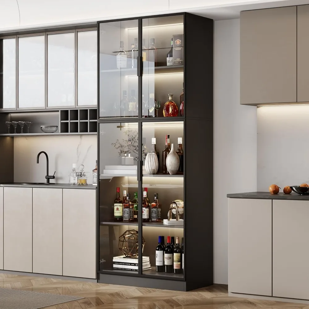 

Display Cabinet with Glass Doors and Storage Shelve, for Collectibles Trophy Case for Display Modern Display Cabinet
