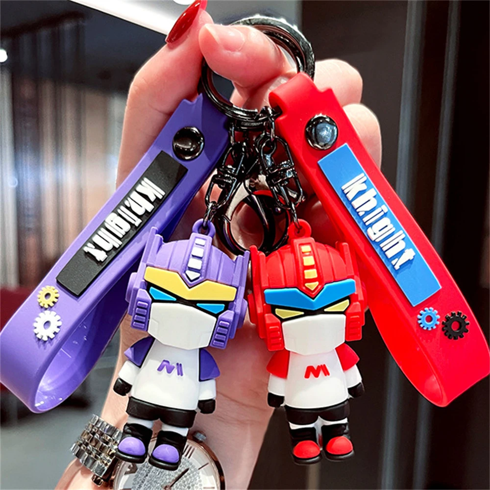 1pcs Creative Soft Plastic Cartoon Cute Robot Key Chain Personalized Fashion Bag Car Cell Phone Pendant Exquisite Small Gift Red