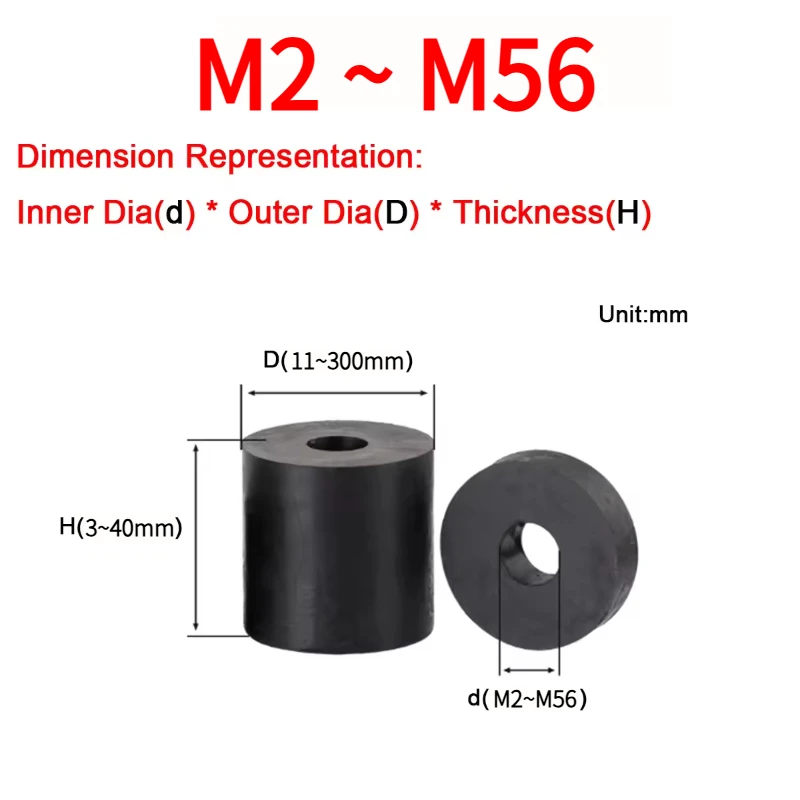 M2 M3 M4 M5 M6 M7 M8 M10~M56 Circular Rubber Shock-Absorbing And Soundproof Gasket Air Conditioning External Unit Thickened Pad