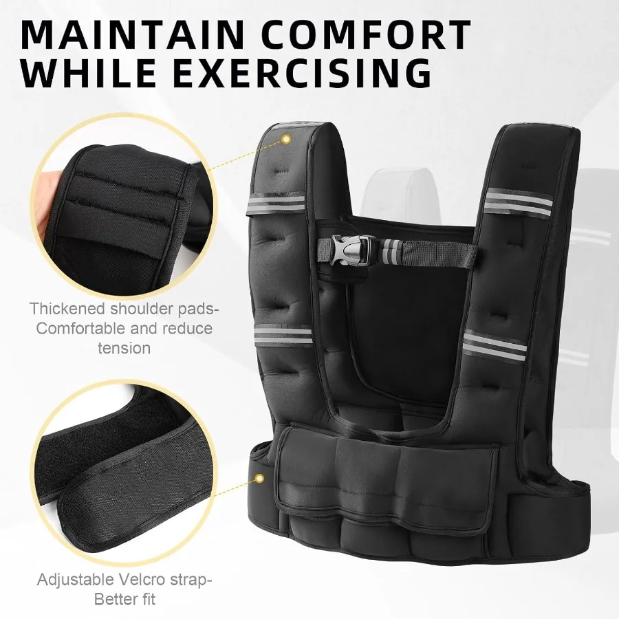 سترة مرجحة قابلة للتعديل للنساء والرجال مع 6 أكياس وزن قابلة للإزالة 412 رطل أو 1018 رطل سعة وزن قابلة للتعديل مثالية لـ Wa