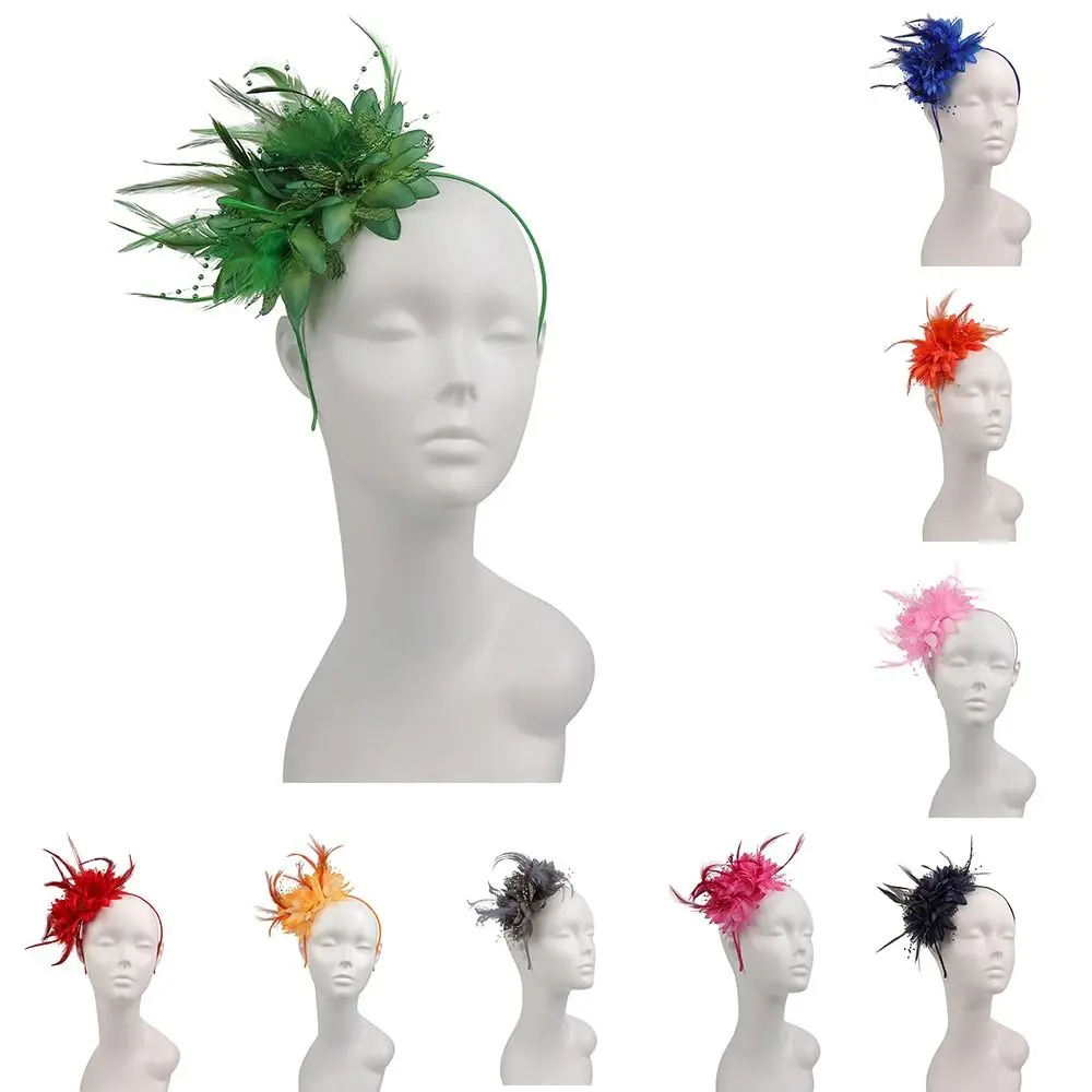 Wedding Women Mesh Headband Fascinator Hat Feather Hair Accessories