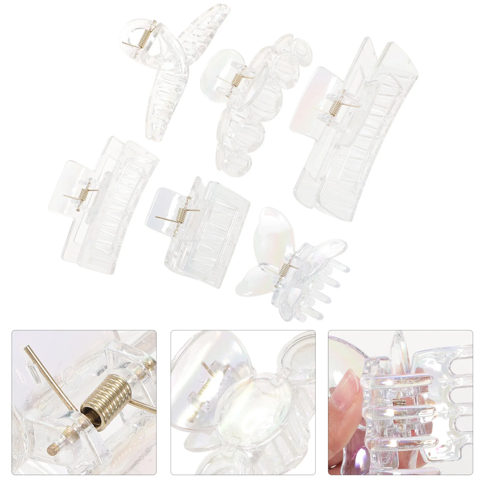 

6 шт., прочные зажимы для когтей, прозрачные аксессуары для волос для женщин, кулинария, рабочий душ, прозрачный зажим для когтей