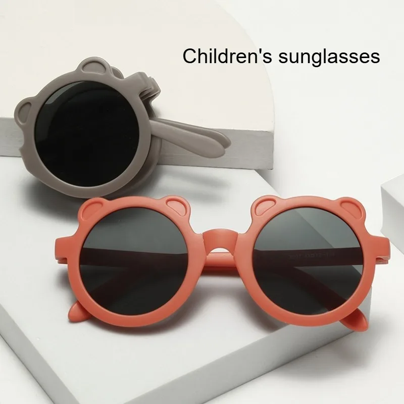 Folding Children's Sunglasses Cute Little Bear Boys Girls Sun Protection Glasses UV Protection Classic Kids Sun Glasse Eyewear
