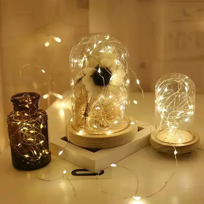 Battery Box 10/5/2/1M LED Silver Wire String Lights Fairy Garland Light for Christmas Wedding Party Home Holiday Room Decoration