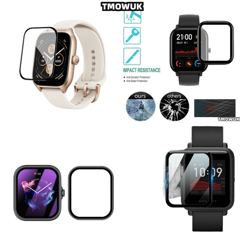

For Amazfit BIP 3 5 6 U Pro Active Unity GTS 2E 2 3 4 MINI, Anti-Shock Full Coverage Screen Protective Film With Flexible Design