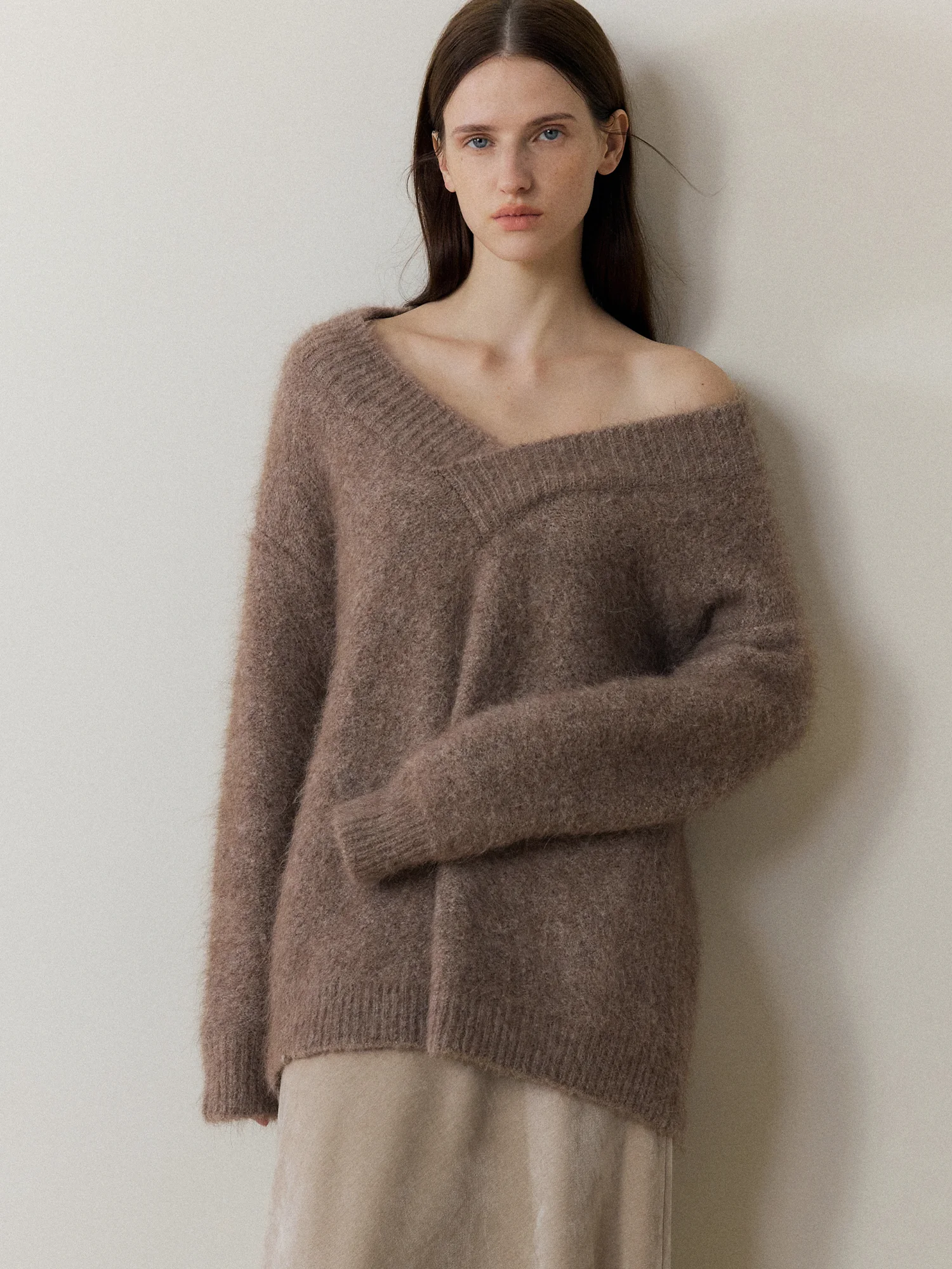 

Murmur Mi Alpaca Wool V-Ne Loose Overhead Sweater Women's Knitted Warm Thiened Long Sve Autumn Winter Faion Commute ...