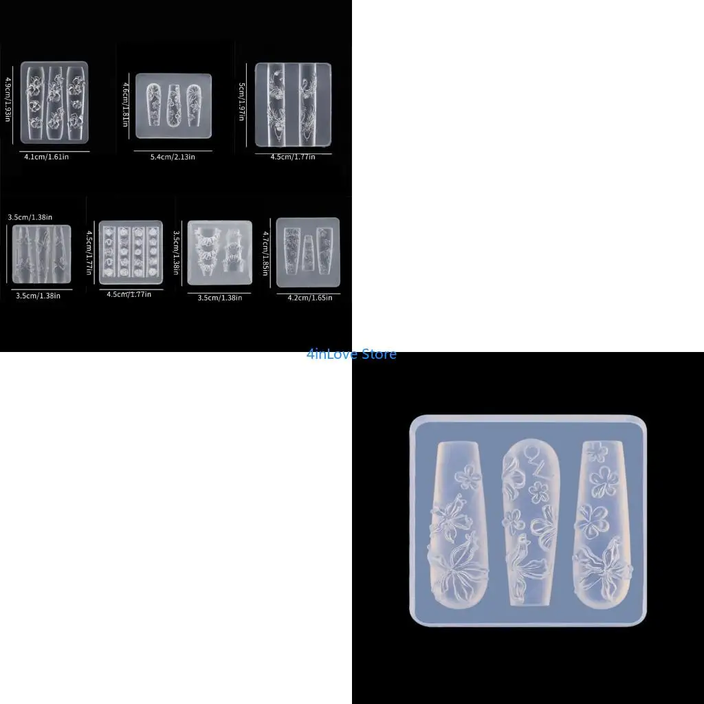 

T4MD Practical Sturdy Silicone Mould for Nail Art with Butterfly and Flower Designs Portable for Craft Enthusiasts Daily Use