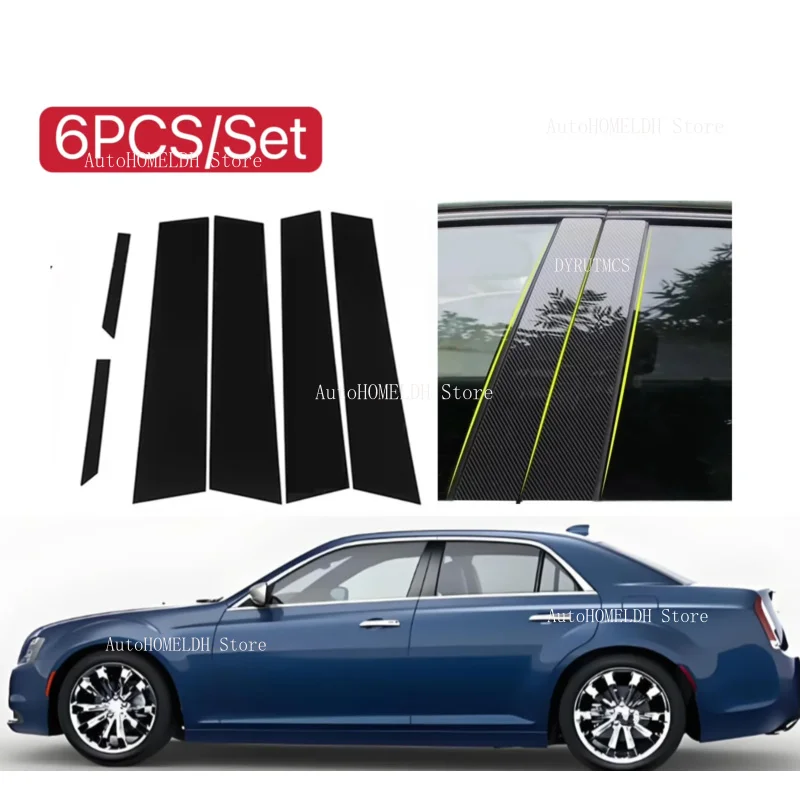 

Glossy Black Silver Carbon Pillar Post Fit For Chrysler 300 2011- 2020 2021 Cover Trim Sticker Car Window Column Center B C