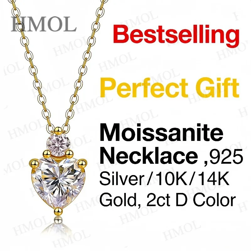 

Колье с муассанитом из стерлингового серебра 925 пробы, подвеска в форме сердца, цвет D, VVS1, гипоаллергенное украшение, идеальный подарок на День матери для женщин