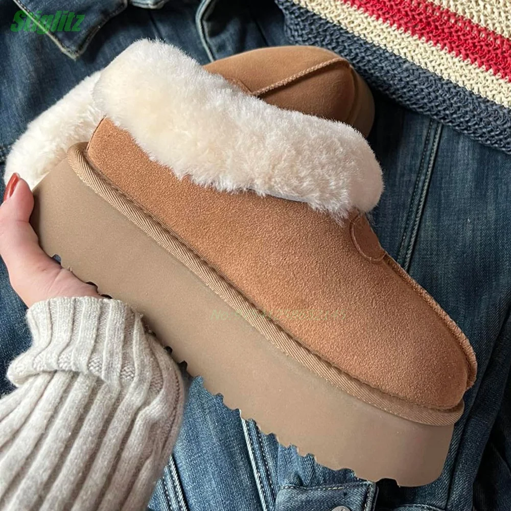 

Fur Flat Ankle Boot Soft Sole Comfortable Lamb Wool Sold Women's Boots 2024 Winter Walmly News Daily Round Toe Slip On