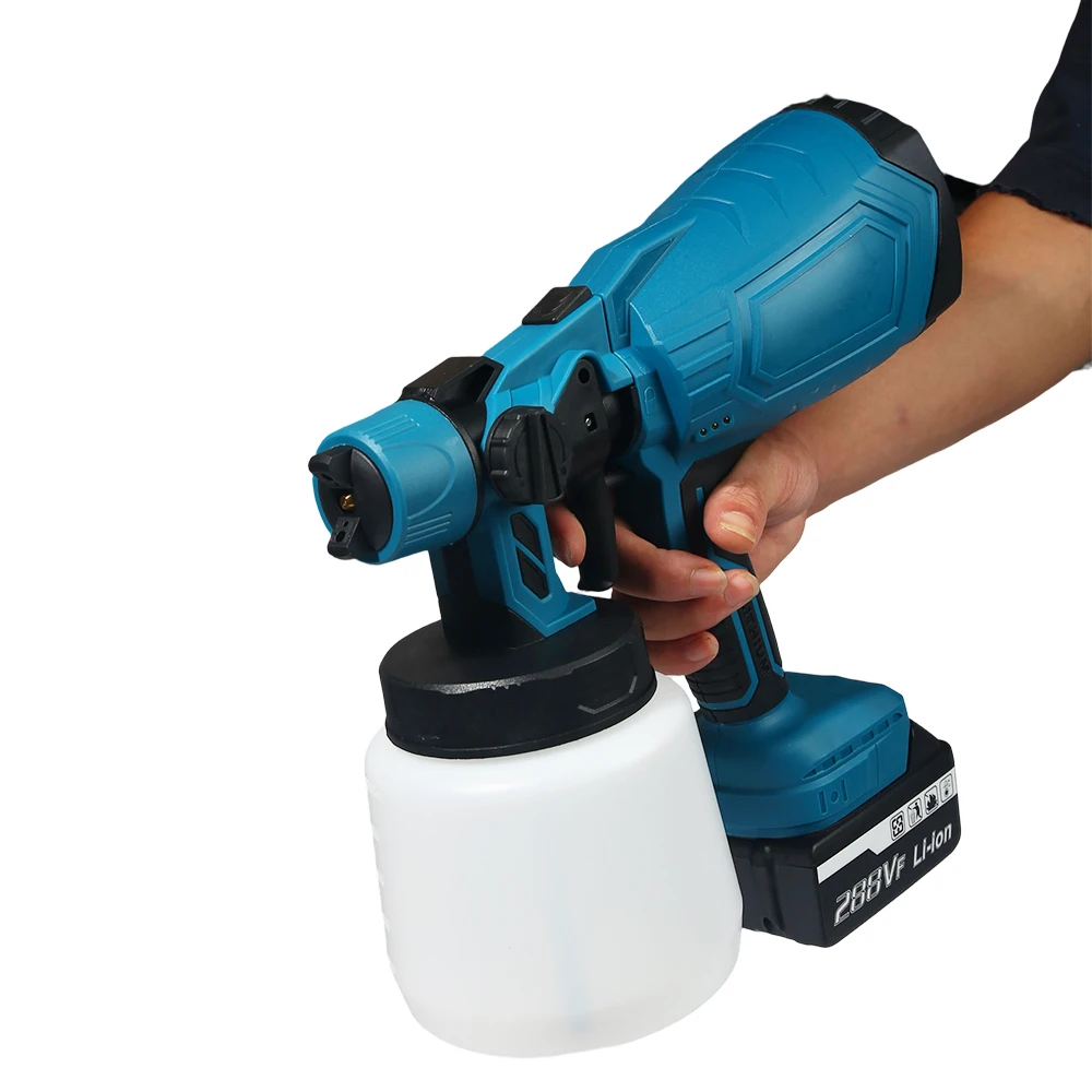 1000ML Elektrische Spritzpistole HVLP Auto Möbel Stahlbeschichtung Airbrush Kabellose Farbspritzpistole für Makita 18V Akku – Detail 13