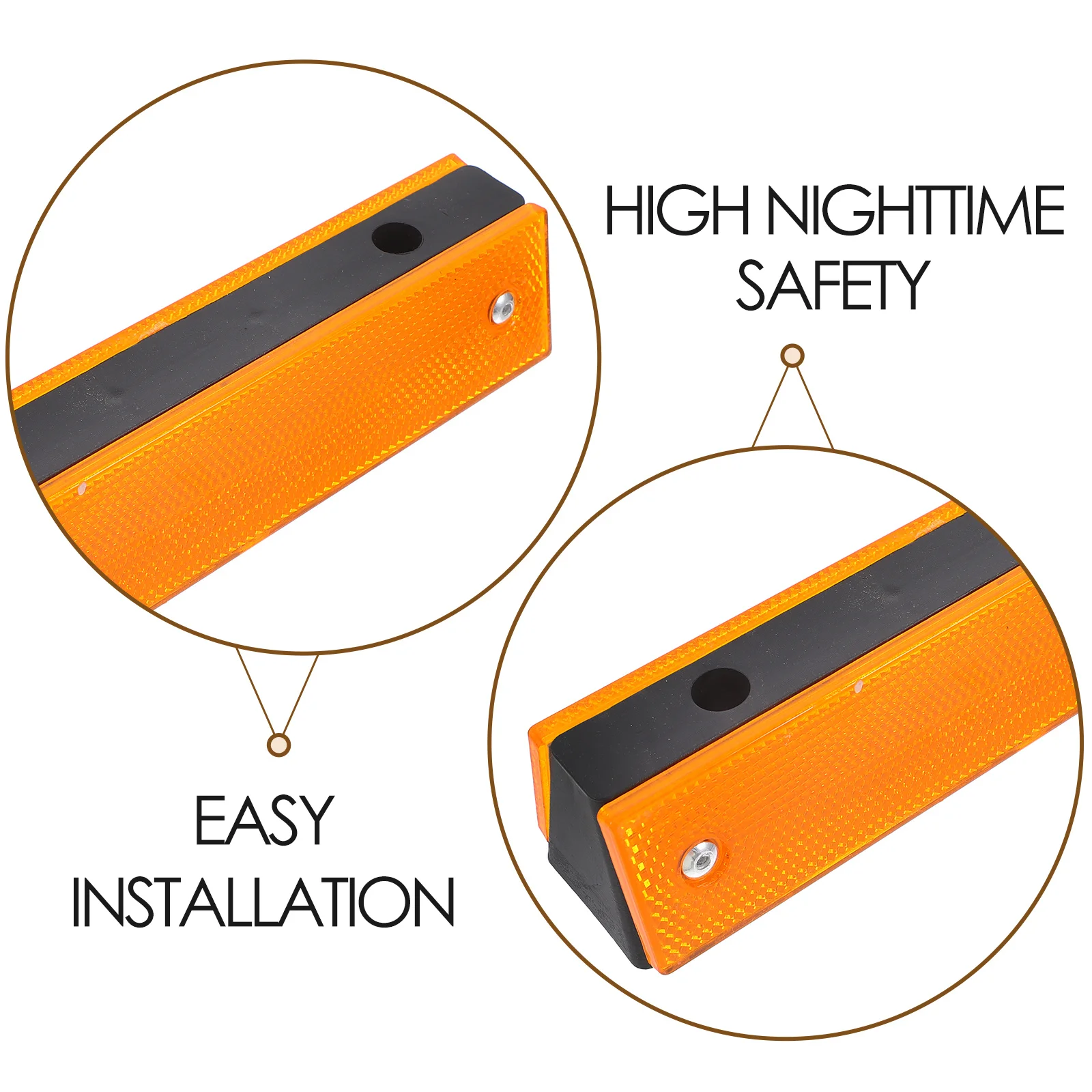 6 قطعة نفق جدار علامات عاكسة الأصفر مستطيل الطريق ترصيع للرصيف في الهواء الطلق علامة السلامة المرورية الطريق السريع دائم