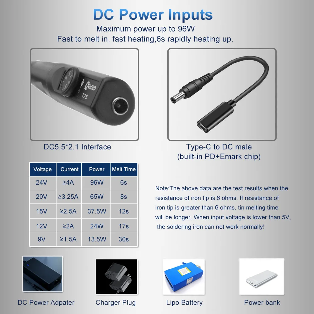 T75 Smart Electric Soldering Iron PD/DC 100W Adjustable Constant Temperature Fast Heat Portable Soldering Iron Station Kit