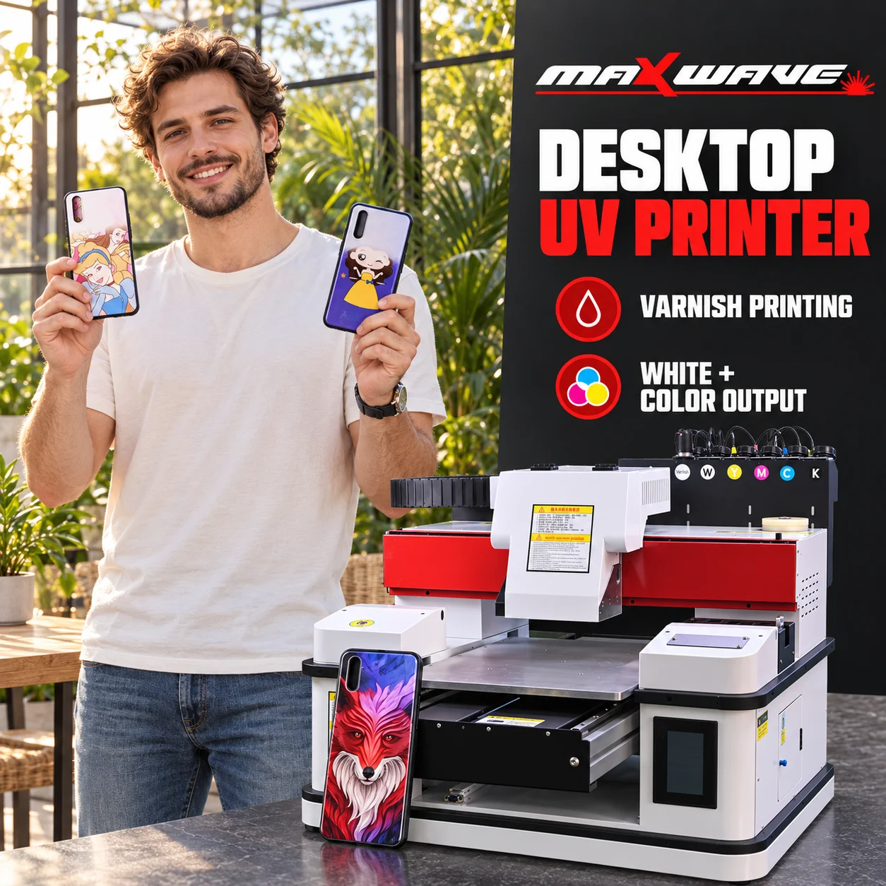 Desktop UV Printing Machine with Touchscreen Infrared Height Detection and Relief Printing
