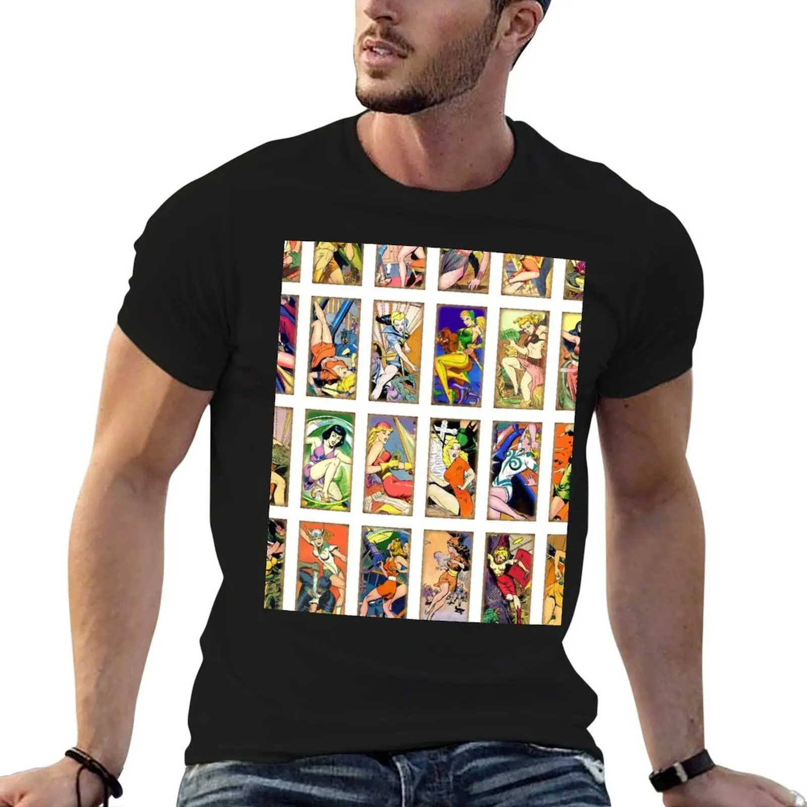 Retro Comic Book Women T-Shirt hippie clothes blue archive heavy weight t shirts for men