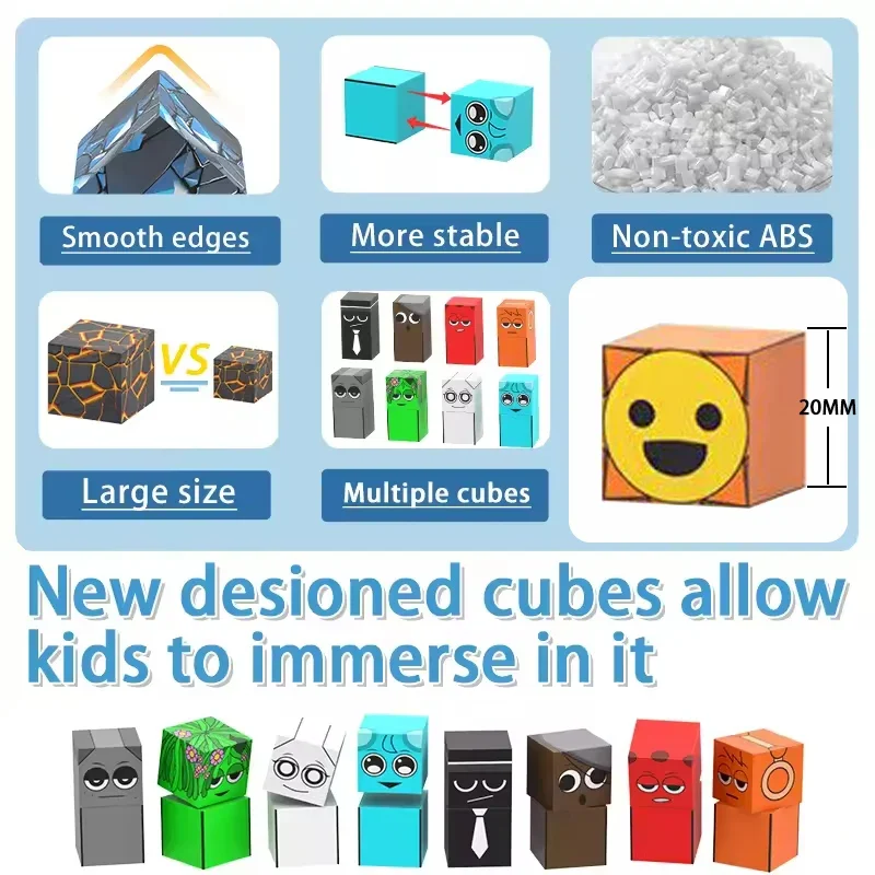 Bloco de construção magnético sprunki cubo magnético mina mundo conjunto presente do miúdo para menino menina crianças idade 3 + diy modelo stem sensorial musictoy