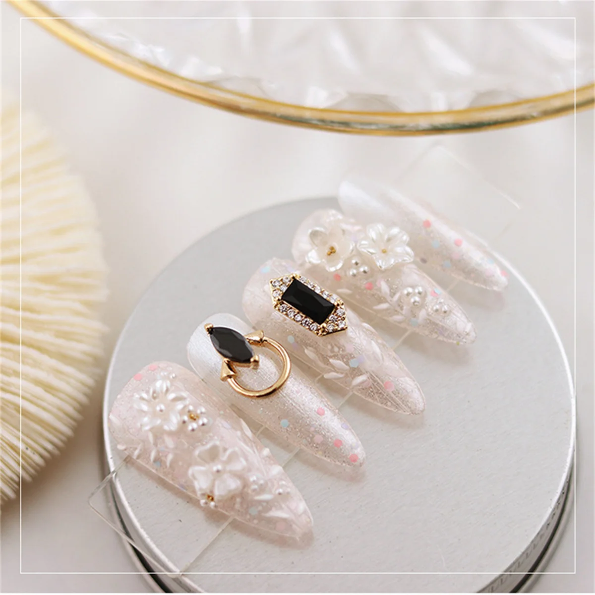 5PCS Random Black Gothic Punk Zircon Nail Art ,Luxury Charms 3D Alloy Fashion Exquisite Crystal Rhinestones Nail Decorations DIY