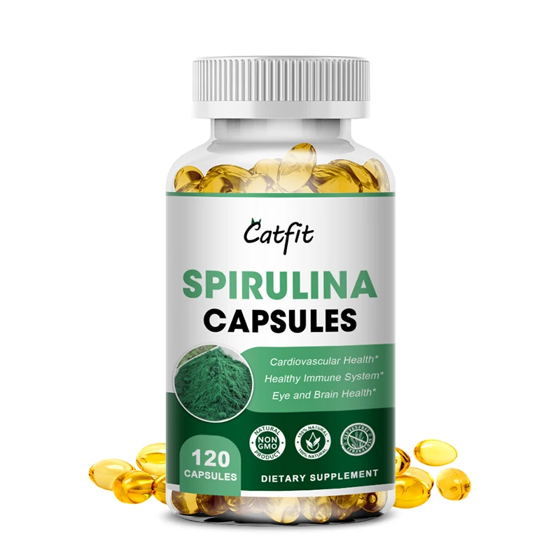 

2000mg vegetarian Organic Spirulina Capsules Support Cardiovascular Health Eye & Brain Health Immune