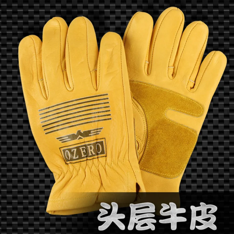 Cowhide Motorcycle Gloves Refer To All The Sports Drivers Riding Outdoor Antiskid And Wear-Resistant Retro-Locomotive