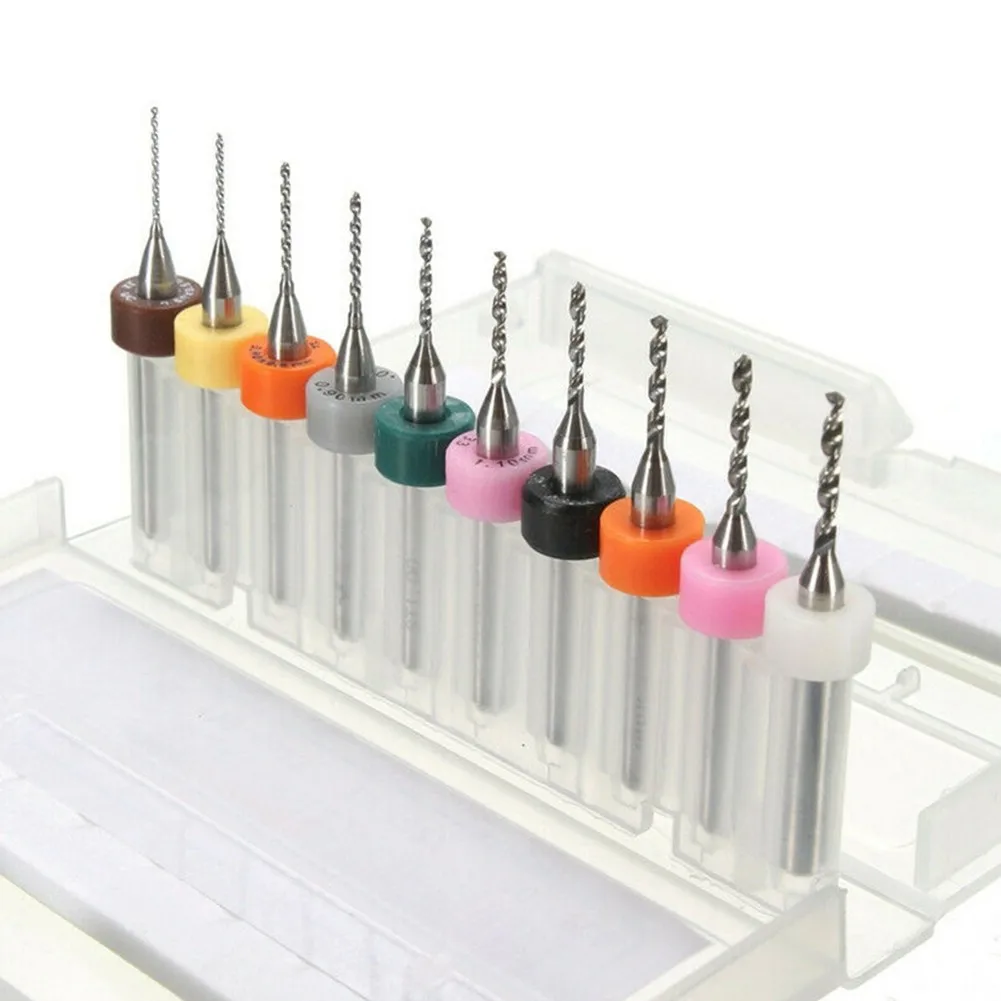 20PCS PCB Drill Bits Carbide Tipped 0.1mm to 1.0mm for Circuit Board Drilling CNC Routing and Metal Part Machining Applications