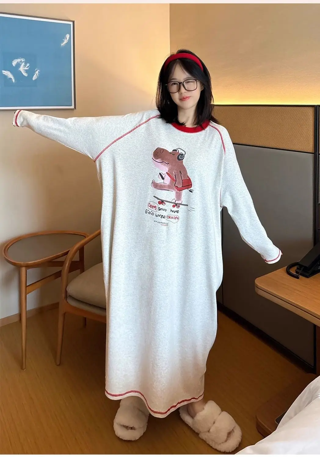 

Sleep Dress Women Night Nighty for Women Long Sleepwear Dress Long Sleeve Nightgown Girl Long Sleeves Pj Dress