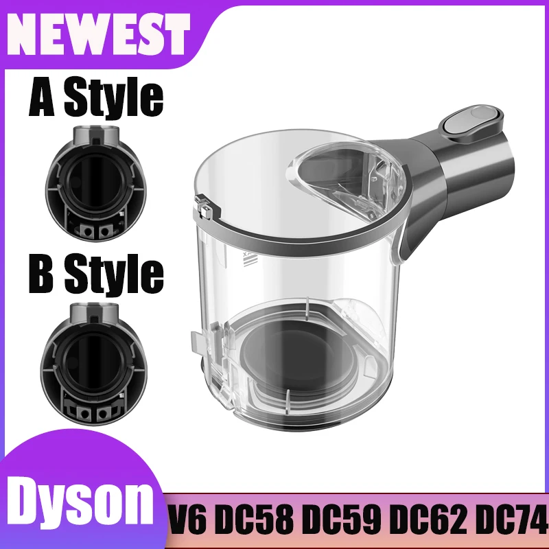 

Dustbin For Dyson V6 DC58 DC59 DC62 DC74 Vacuum Cleaner Parts Replacement Dust Bin Accessories A / B Style Interface Dust Cup