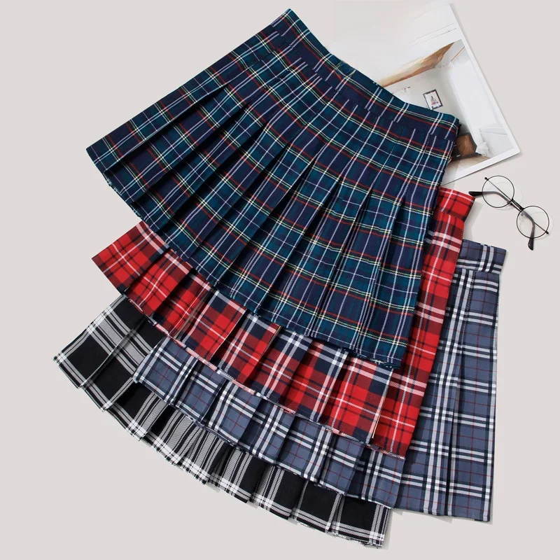 Plaid Women Summer Western Cloth Fabric High Waist Slim Half Skirt Autumn Winter Jk Short Skirt Fresh Sweet Style