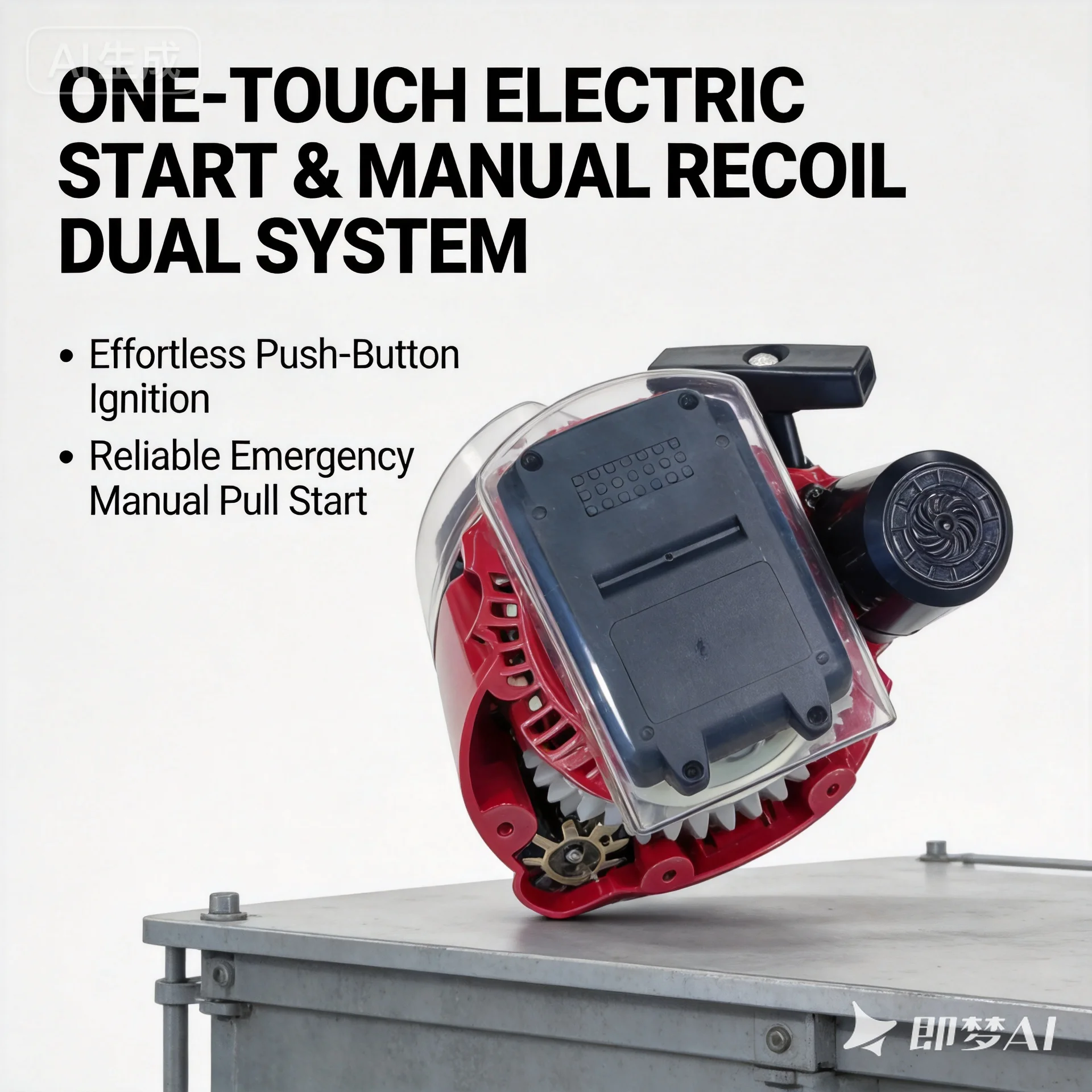 21V Electric Start Recoil Pull Starter Upgrade Kit for 168F 170F GX160 GX200 Engine Red Black